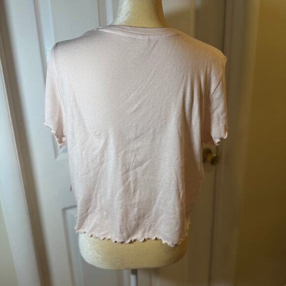 NWT BP Ribbed Baby Cropped Short Sleeve T-shirt In Pink Creole Size 2X - Picture 6 of 10